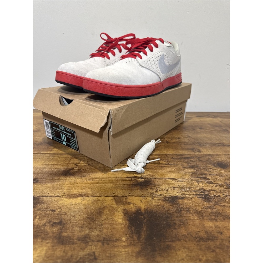 Size 10 - Nike Paul Rodriguez 5 SB Swan Atomic Red W/Box And Spare Laces